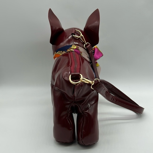 2336- Dog Lovers Burgundy Crossbody Vegan Bag NWT - Picture 6 of 8